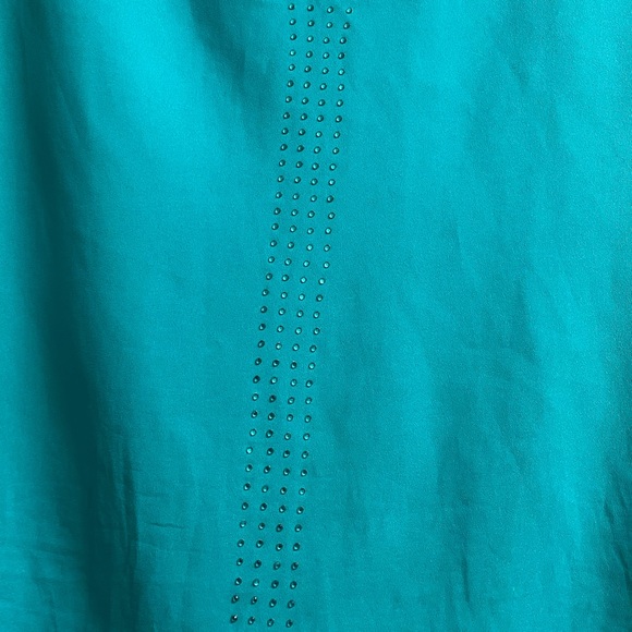 Cynthia Rowley Turquoise Short Sleeve Blouse XL with Gem Detail 💎✨ - Picture 4 of 8